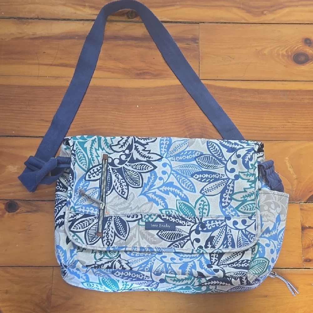Vera Bradley Blue Floral Women's Bag Messenger Laptop New